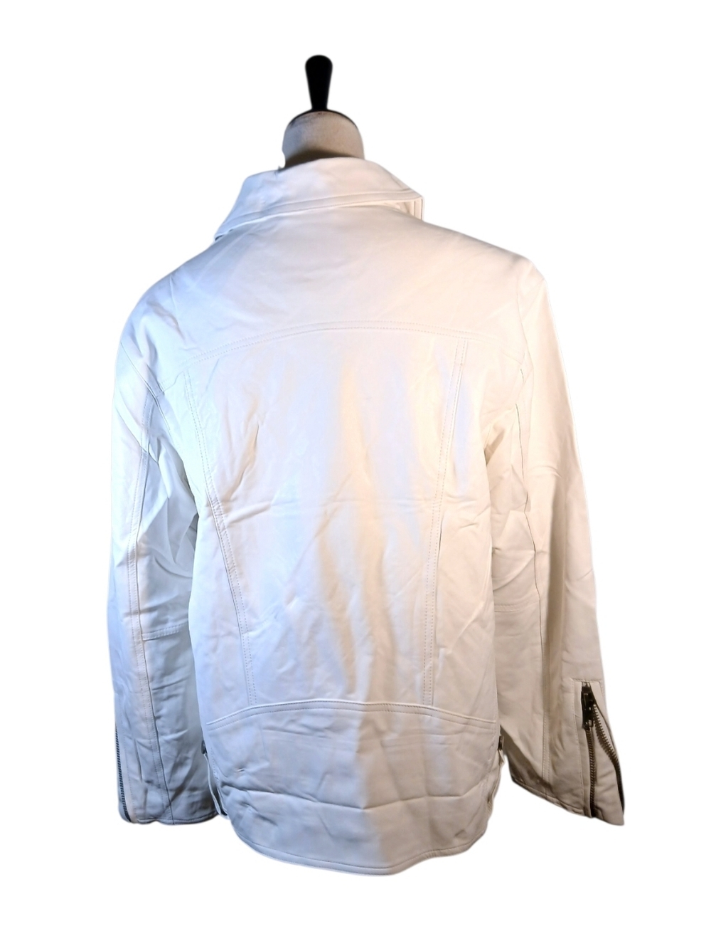 NWT White Faux Leather Cropped Moto Jacket Size Medium - Picture 4 of 11